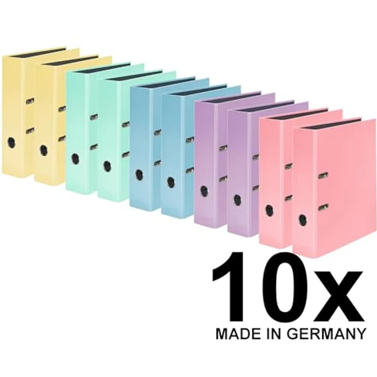 Falken Aktenordner PastellColor A4, 80 mm Hebelmechanik, farbig sortiert, FSC-zertifiziert – Bild 2