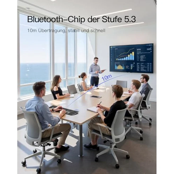 Inateck KB06007, Kabellose Bluetooth Tastatur mit KI-Funktion, 3 Bluetooth Kanälen, Deutsches QWERTZ Layout, Leise Tasten, kompatibel mit iPadOS, Android, Windows, Ergonomisches Design, lange Akkulaufzeit – Bild 5