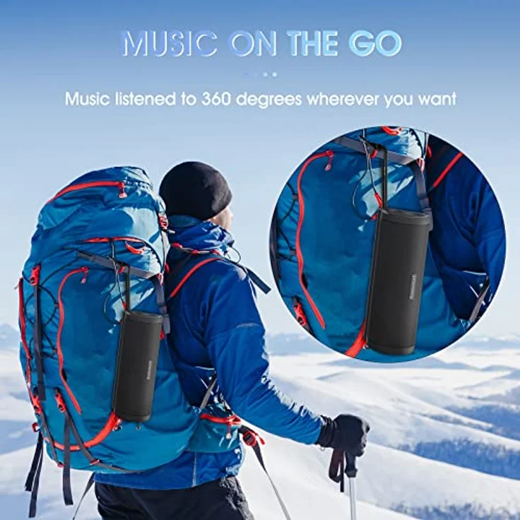 Tronsmart Bluetooth Lautsprecher, Stereo Lautsprecher 30W RMS (40W Peak), Ausgewogener und hervorragender Klang, TypC Schnellaufladung, IPX7 Wasserdicht Music Box mit 15h Akku, für Reisen, Party – Bild 2