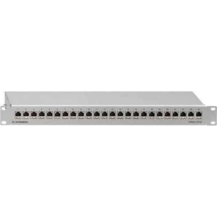Rutenbeck PP-Cat.6A iso-24/1, 24 Port Netzwerk-Patchpanel, geschirmt, 19" (1 HE), lichtgrau, CAT 6a