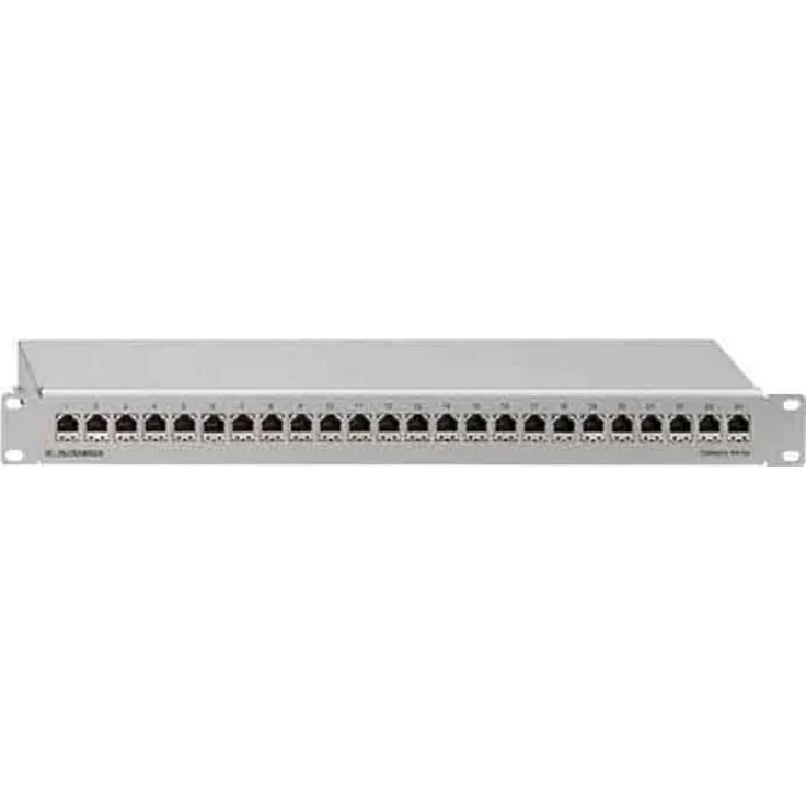 Rutenbeck PP-Cat.6A iso-24/1, 24 Port Netzwerk-Patchpanel, geschirmt, 19" (1 HE), lichtgrau, CAT 6a