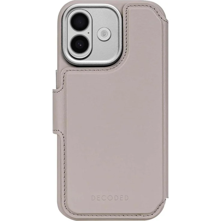 Decoded Leather Detachable Wallet für Apple iPhone 17, 2-in-1 Handyhülle aus handgefertigtem Vollnarbenleder, Beige, MagSafe-kompatibel mit Kartenfächern
