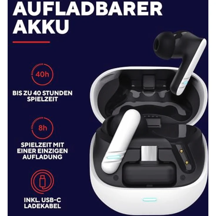 Trust GXT 409 Oxxie, True Wireless Stereo (TWS) Gaming Kopfhörer mit 100 - 10000 Hz Frequenzbereich, weiß – Bild 6