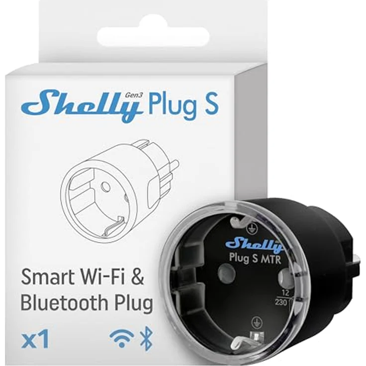 Shelly Plug S MTR Gen3 Schwarz, Matter-zertifizierte intelligente Steckdose mit Stromüberwachung und mehrfarbiger LED-Anzeige, iOS Android APP-Fernbedienung, Google Home und Alexa-Zubehör, Timer – Bild 1
