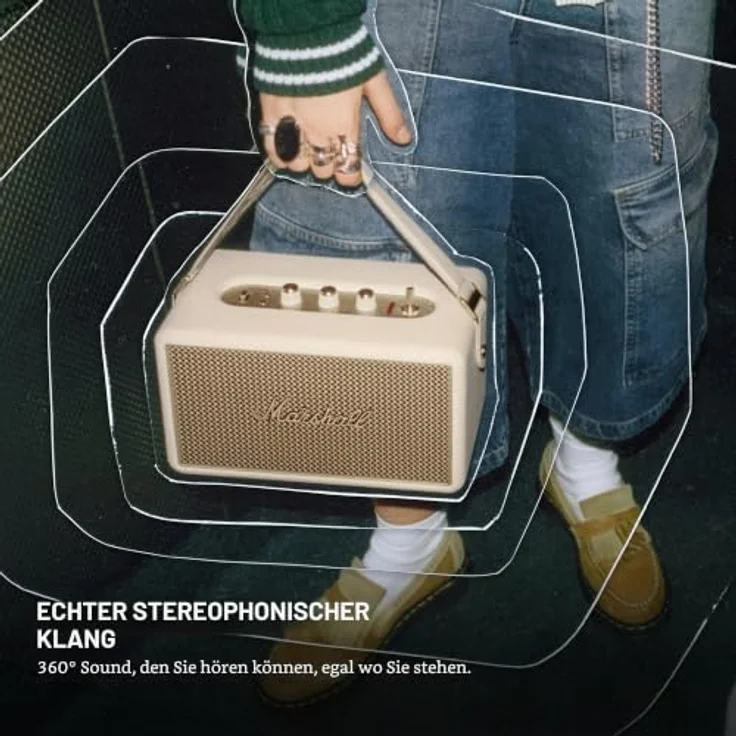 MARSHALL Kilburn III Bluetooth Lautsprecher, Cream, 360°-Sound, wasserfest, über 50 Stunden Akkulaufzeit, Powerbank-Funktion – Bild 3