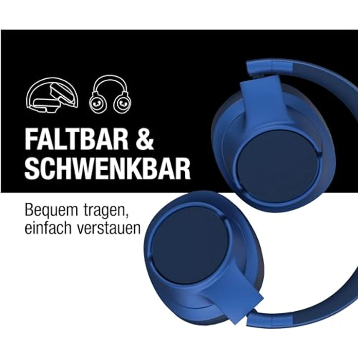 Fresh 'n Rebel Clam Core Bluetooth kopfhörer Over Ear mit ENC-Mikrofon (perfekte Anrufe), Kabellose kopfhörer mit Lautstärkeregler und Tasten für Wiedergabe/Pause, 45h Spielzeit (Blau) – Bild 3