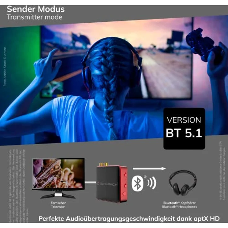 BTR Evolution 5.0 Bluetooth® Transmitter / Receiver Silber – Bild 5