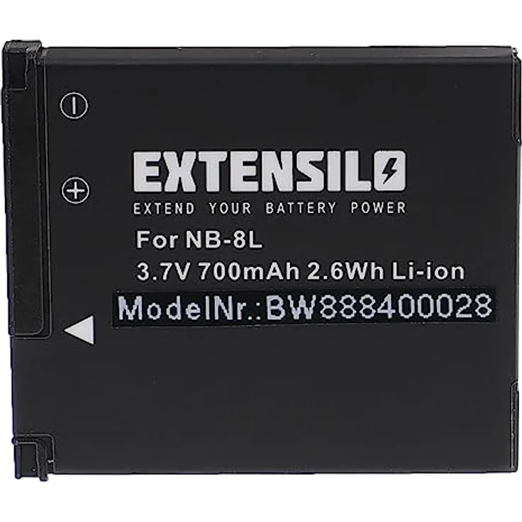 EXTENSILO Akku Ersatz für Canon NB-8L, 700 mAh Lithium-Ionen Akku, wiederaufladbar, langlebig