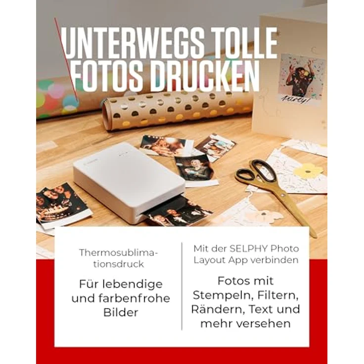 Canon SELPHY QX20 mobiler Fotodrucker - Thermosublimationsdruck, WLAN, 2 Formate, USB-C - Weiß – Bild 3