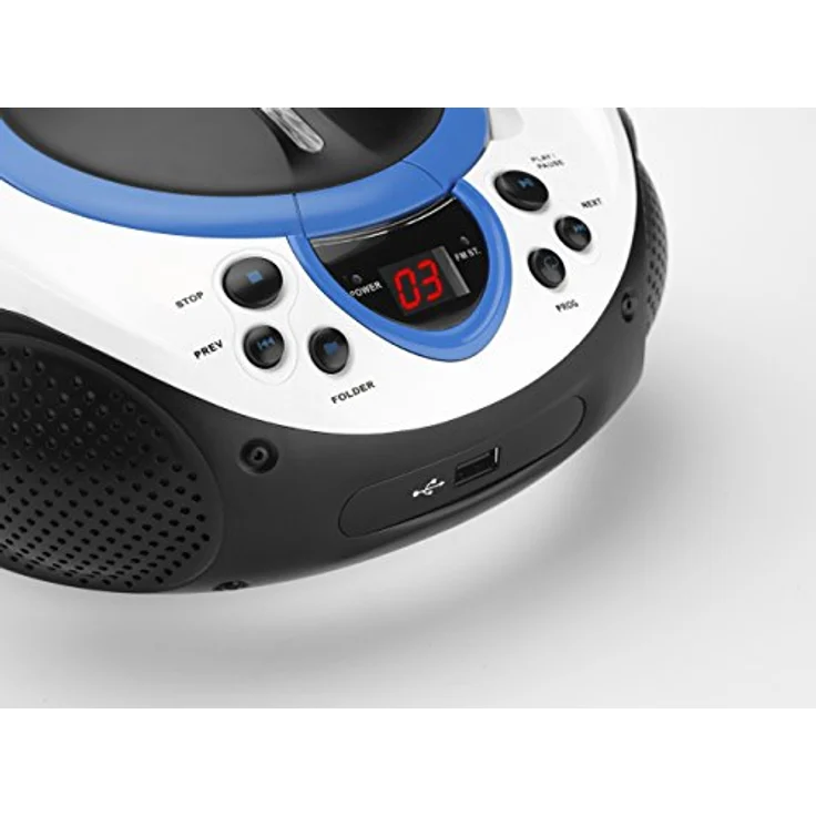 Lenco Kinder Radio CD-Player SCD-38 tragbares UKW-Radio mit CD-MP3-Player und USB in blau – Bild 5