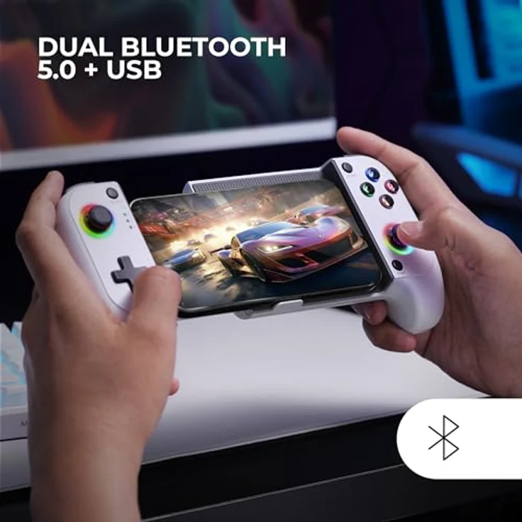 Mars Gaming MGP-X, Kabelloser Gaming Controller mit Dual-Vibration und RGB-Beleuchtung, Weiss, kompatibel mit PS4, PS5, Switch, PC, Android, iOS – Bild 5