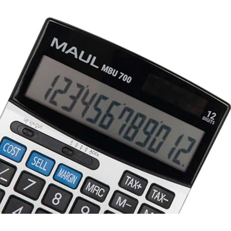 MAUL MBU 700, kaufmännischer Taschenrechner mit 12-stelligem Display, Gewinn-Kosten-Marge-Funktion, Solar/Batterie, schwarz – Bild 5