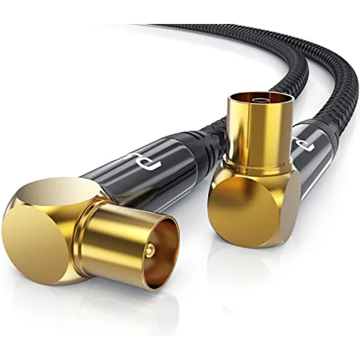 CSL - 1m HDTV Antennenkabel mit Braiding - Antennenstecker (Winkel) zu Antennenkupplung (Winkel) - 135Db 75 Ohm - 90° Grad gewinkelt – DVB-T und DVB-T2 DVB-C DVB-S DVB-S2 Radio UKW DAB