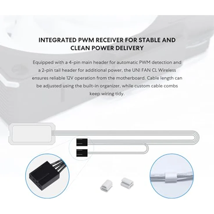 Lian Li UNI FAN CL Wireless, 120mm Gehäuselüfter mit Dual-Zone-RGB-Beleuchtung und flüsterleisem Betrieb, weiß – Bild 7