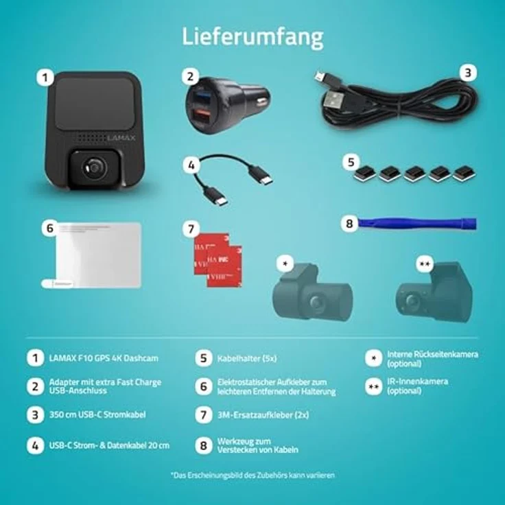 LAMAX F10 GPS 4K, Dashcam mit 4K Aufnahme, GPS-Funktion und bis zu 256 GB Speicherplatz, Schwarz – Bild 4