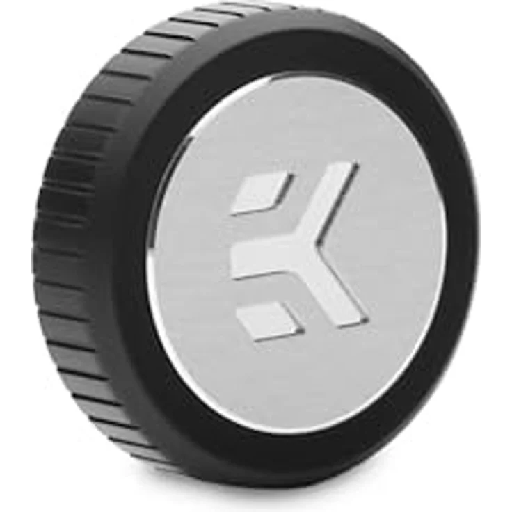 EK EKWB Kappe für EK-Quantum Drehmomentstecker w/Badge (schwarz), CNC-gefrästes Messing mit satiniertem Finish und inklusive eK-Badge – Bild 1