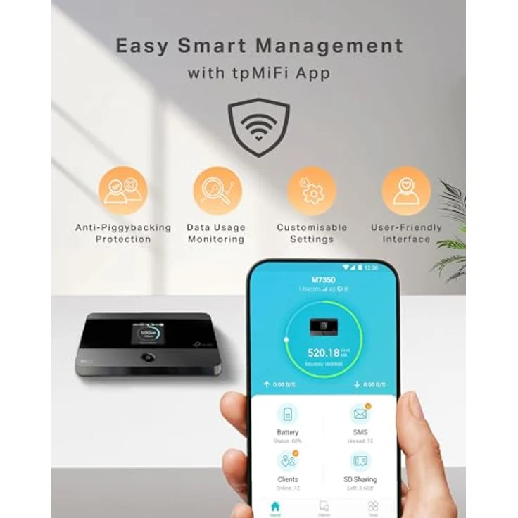 TP-Link M7350 mobiler 4G/LTE MiFi Dualband WLAN Router (UK Version - nicht für Deutschland) – Bild 7