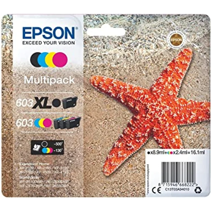 Epson 603 Multipack - 4er-Pack - Schwarz, Gelb, Cyan, Magenta - Original - Blister mit RF- / aktustischem Alarmsignal - Tintenpatrone – Bild 2