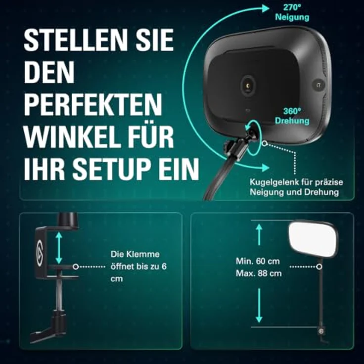 Elgato Key Light Air MK.2, 15-Zoll-LED-Videopanel mit bis zu 2100 Lumen, Touch- und App-Steuerung, USB-C und Tischhalterung – Bild 3