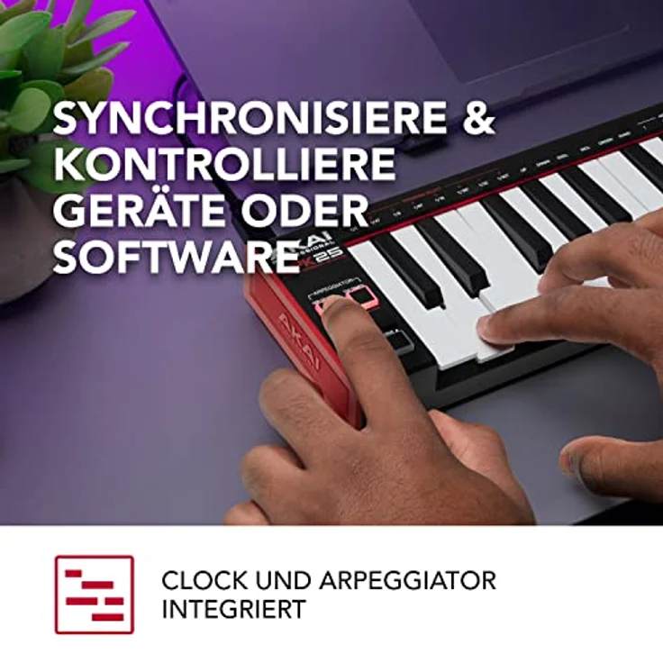 AKAI Professional LPK25 - USB MIDI Keyboard Controller mit 25 responsiven Synth-Tasten für Mac und PC, Arpeggiator und Musikproduktionssoftware – Bild 3