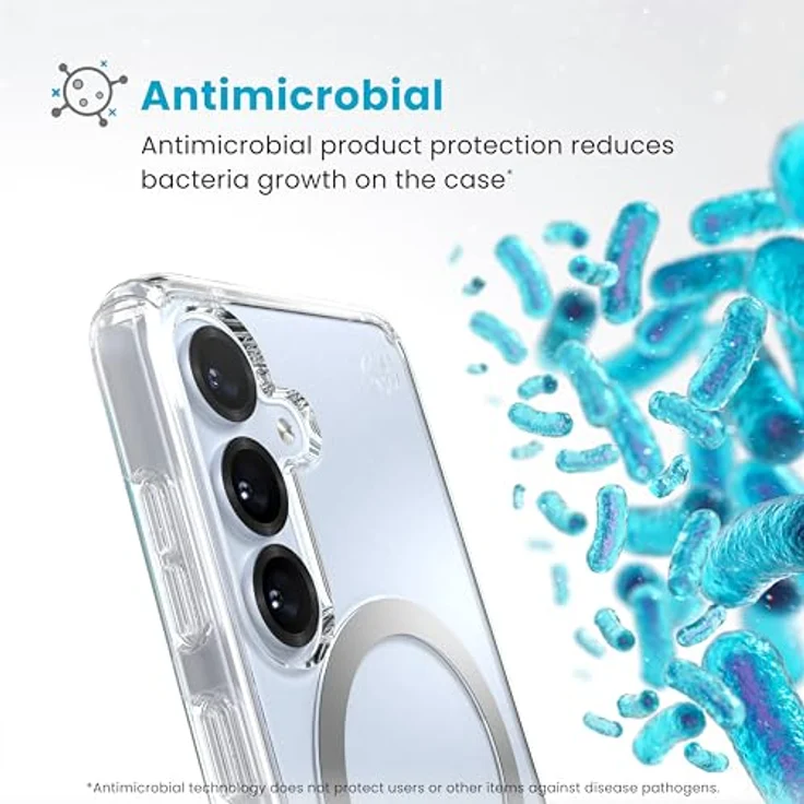 Speck Presidio2 Clear + Magnet für Samsung Galaxy S25/S24, transparente Smartphone-Hülle mit Microban, zertifizierter Fallschutz bis 4m, MagSafe-kompatibel, IMPACTIUM Clear Shock Barrier – Bild 7