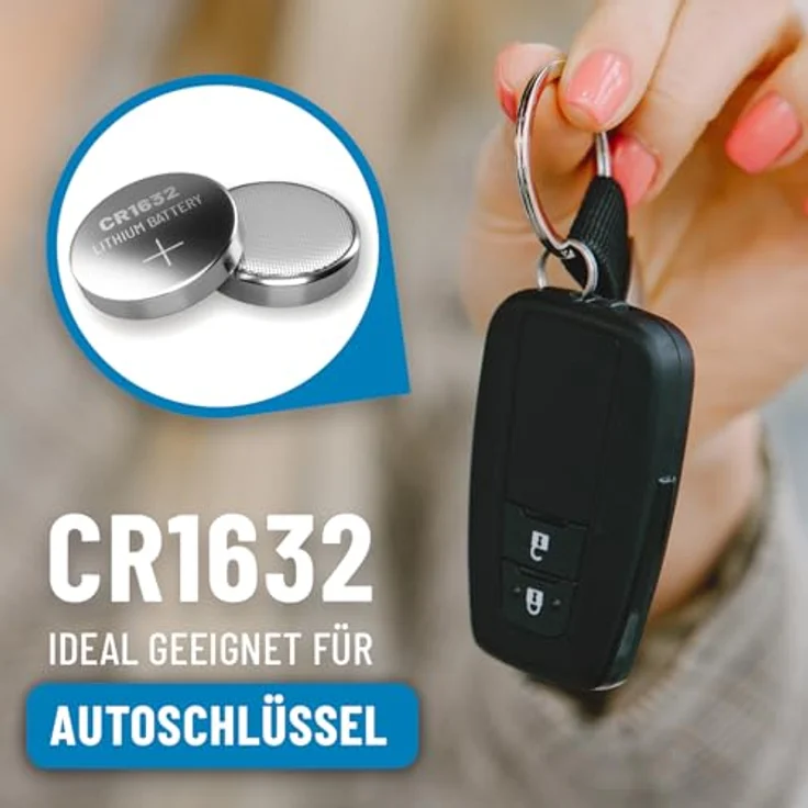 ABSINA CR1632 3V Lithium Knopfzelle, 5er Pack, auslaufsicher, lange Haltbarkeit, ideal für Autoschlüssel, Uhren, medizinische Geräte und mehr – Bild 2