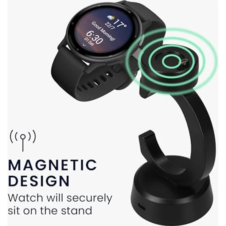 kwmobile USB Ladegerät für Garmin Vivoactive 6 / 5 & Forerunner 55 / 255 / 165 / 965 mit Standfunktion, 100 cm Ladekabel, Schwarz – Bild 3