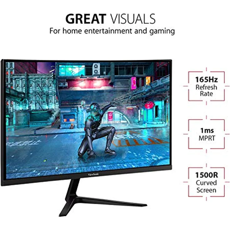 ViewSonic VX2718-2KPC-MHDJ 68,6 cm (27 Zoll) Curved Gaming-Monitor (QHD, FreeSync Premium, 1 ms, 165 Hz, geringer Input Lag, Schwarz) – Bild 2