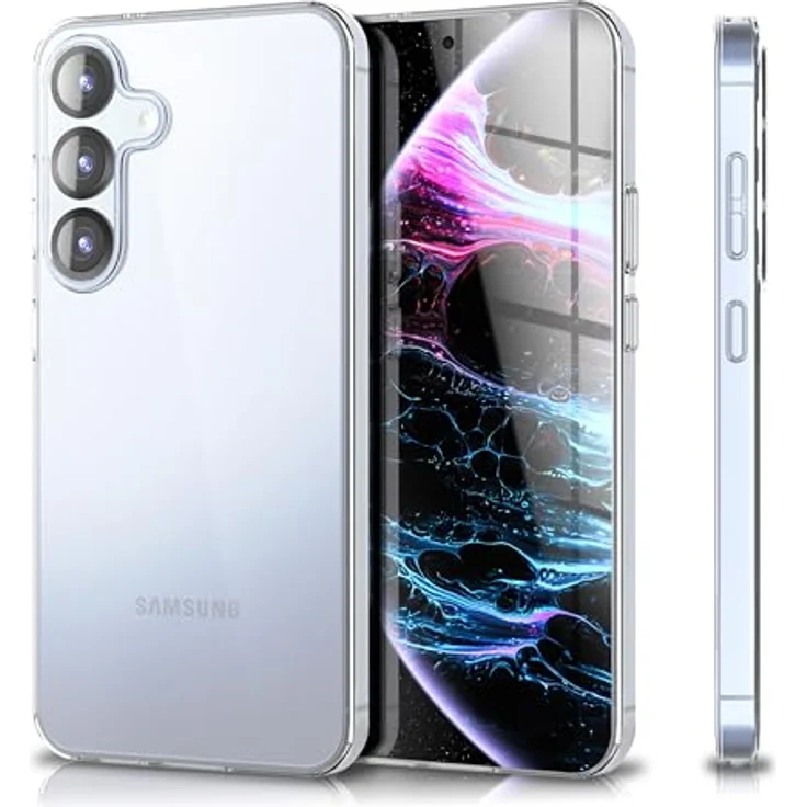 NALIA Transparente Silikonhülle für Samsung Galaxy S25 FE - Kristallklar, Anti-Gelb, rutschfest, stoßfest - Marke aus Berlin – Bild 1