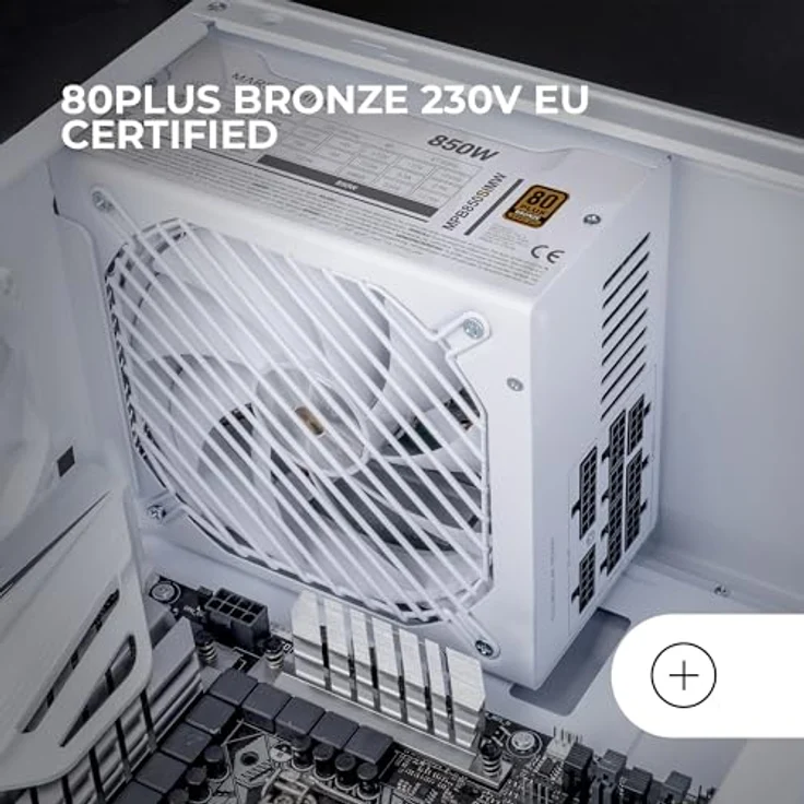 MARS GAMING MPB850SIM, Vollmodulares ATX-Netzteil 850W mit 80Plus Bronze, 7 Jahre Garantie, 90% Effizienz, Weiß, 140mm Silent Lüfter, AI2-RPM, DC-DC und SMD Technologien – Bild 4