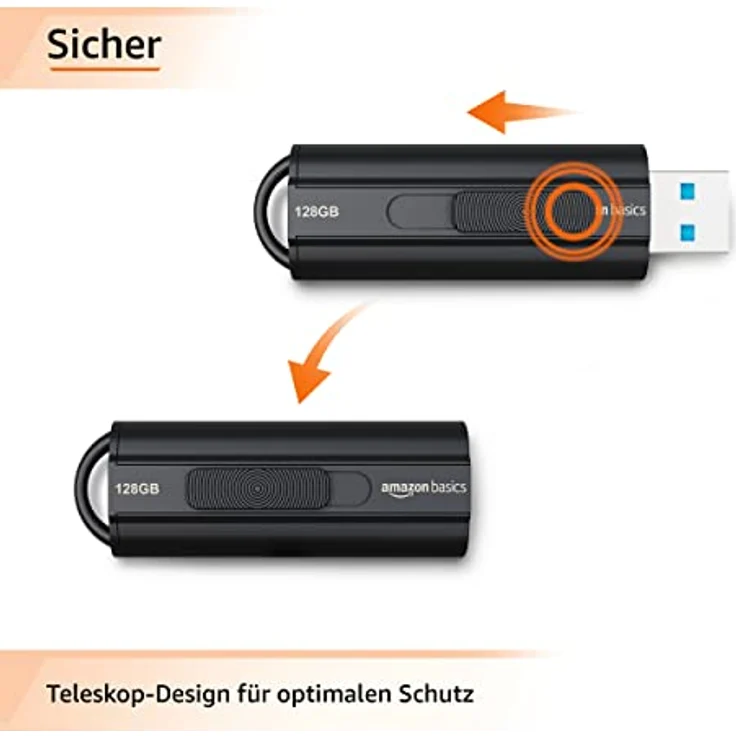 Amazon Basics - 128 GB, USB 3.1-Flash-Laufwerk, Lesegeschwindigkeit bis zu 130 MB/s, Schwarz – Bild 4