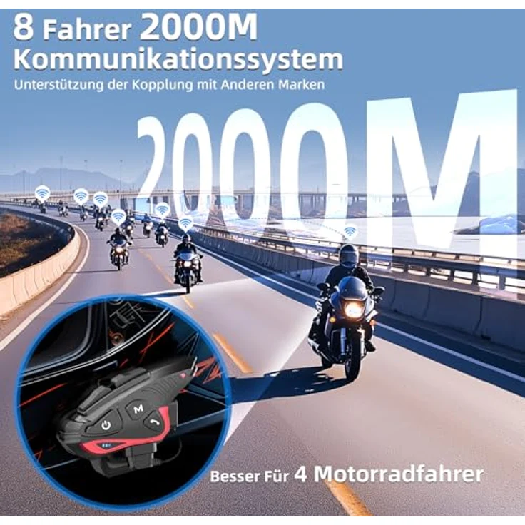 MOMAN CP-S Kommunikationssystem Einzelset, Bluetooth Intercom-Headset mit 28 Stunden Akkulaufzeit, wasserdicht (IP67) – Bild 3