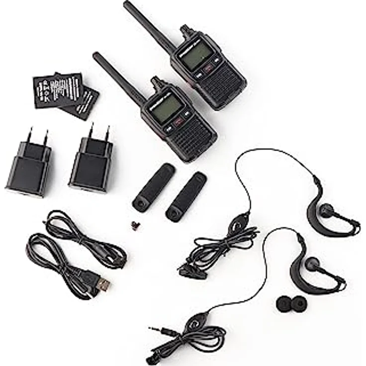 DynaScan AD-09+ Plus PMR-446 Funkgerät 2er-Set mit USB-Ladegeräten, Headsets und Koffer - Lizenzfrei – Bild 12