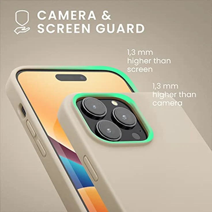 kwmobile Handyhülle für iPhone 14 Pro Max, Silikon Case in Creme, kabelloses Laden, Anti-Rutsch, stoßfest – Bild 5