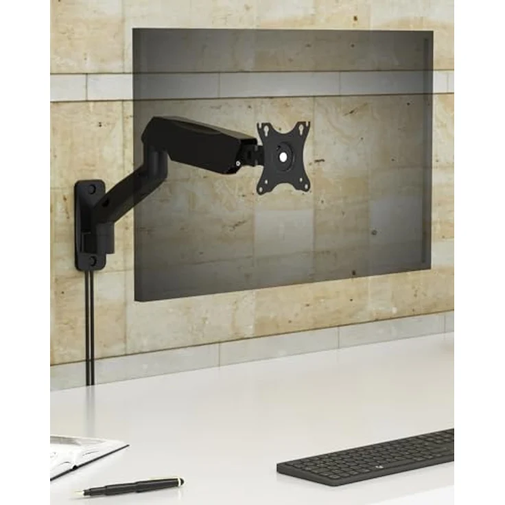 ICY BOX Monitorarm Wandmontiert mit Wandhalterung für einen Monitor, ergonomische Einrichtung - Schwarz – Bild 5