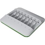 VARTA Akku Ladegerät, Batterieladegerät für wiederaufladbare AA/AAA Batterien, bis zu 8 Akku, Eco Charger Pro Multi, Einzelschachtladung, Gehäuse aus 75% recyceltem Material, unbestückt