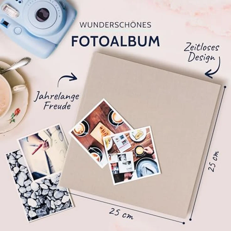 goldbuch Fotoalbum Summertime Trend 2, Fotobuch mit 60 weißen Seiten mit Pergamin Trennblätter, Erinnerungsalbum mit Leinen Einband, Foto Album zum Einkleben, 24605, Beige, 25 x 25 x 4 cm - Preisvergleich – Bild 2