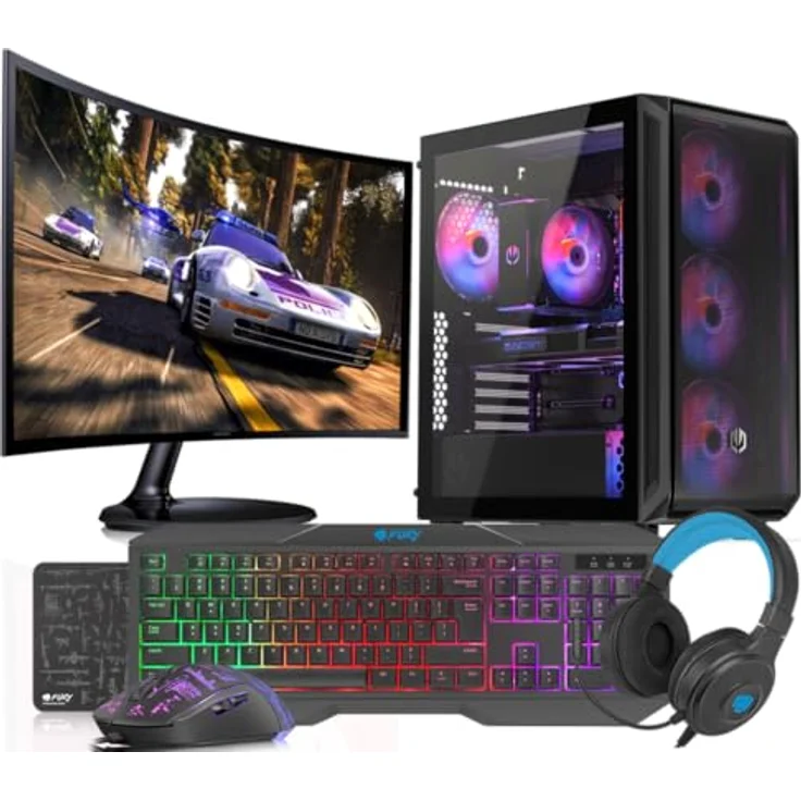 VIST Gaming PC Komplett Set AMD Ryzen 5900X RTX 4060 64GB SSD 1TB WiFi W11 LCD 27" in Schwarz – Bild 1