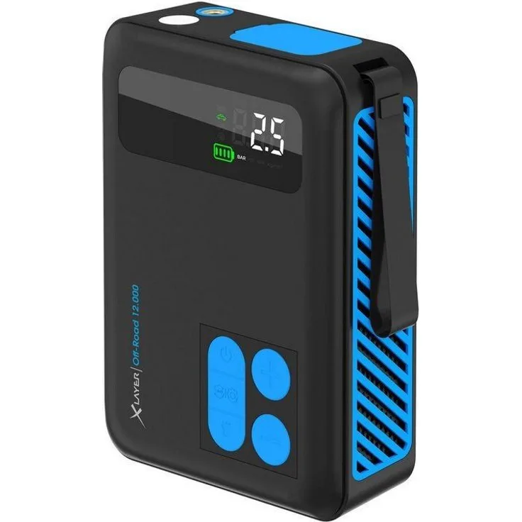 XLayer Starthilfe-Powerbank 220294, Offroad, 1200A Spitzenstrom, Kompressor, Kapazität 12000mAh