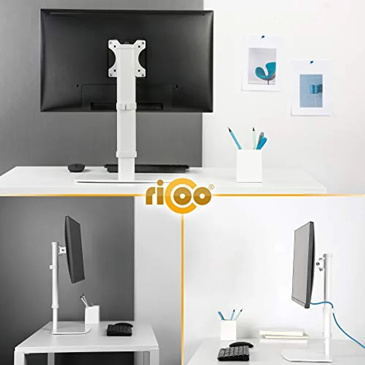 RICOO Monitor Halterung Arm für Computermonitore Monitorständer Schwenkbar Neigbar TS6811 Tischhalterung für 12-32 Zoll VESA 100x100 Monitorhalterung Bildschirmhalterung Bildschirm Stand – Bild 4