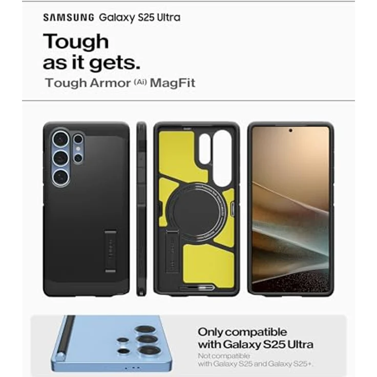 Spigen Tough Armor (AI) MagFit Hülle für Samsung Galaxy S25 Ultra, Kompatibel mit MagSafe -Schwarz – Bild 2