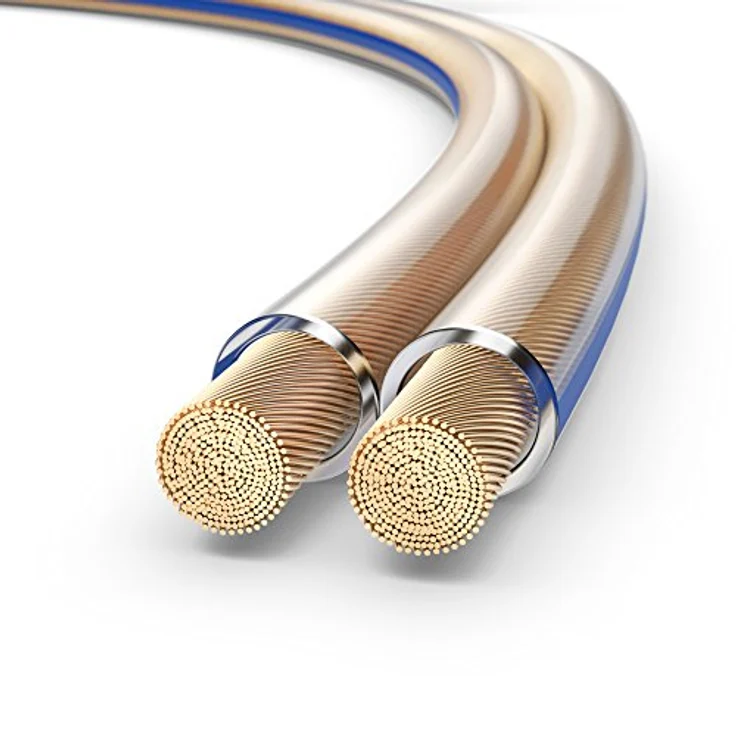 PureLink Lautsprecherkabel OFC 2 x 1,50mm² (0,10mm), 50,0m, transparent - Hifi Audio-Kabel aus reinem Kupfer – Bild 1