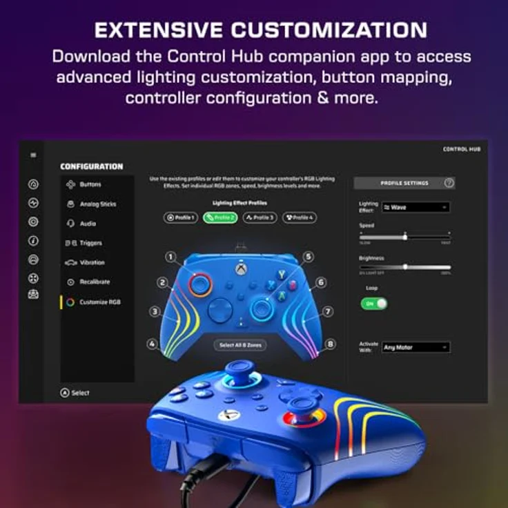Turtle Beach Afterglow Wave, Wired Xbox Controller mit RGB-Beleuchtung, einstellbaren Hall-Effekt-Abzügen und ergonomischem Design – Bild 6