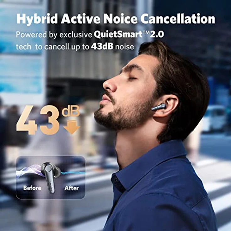EarFun Air Pro 3 Bluetooth Kopfhörer In Ear, 43dB Hybrid Aktive Noise Cancelling Kopfhörer Kabellos, HiFi Sound Qualcomm aptX Adaptive, 6 Mikrofone CVC 8.0 Anrufe, Multipoint, 45H Akku, App Steuerung – Bild 4