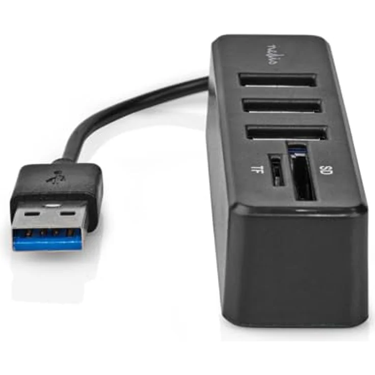 NEDIS CCGB60250BK01 USB-HUB mit 3 USB 2.0-Ports und (Micro)SD-Kartenleser, schwarz – Bild 3