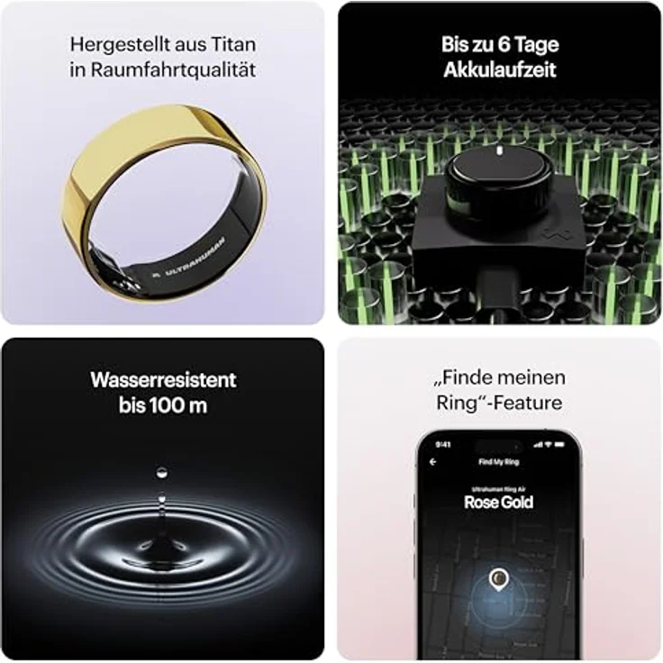 Ultrahuman Ring Air (50, Bionic Gold), Smart Ring zur Gesundheitsüberwachung, Gold, ultradünnes Design, 2,4 g leicht, mit 6-Achsen-Sensor – Bild 7