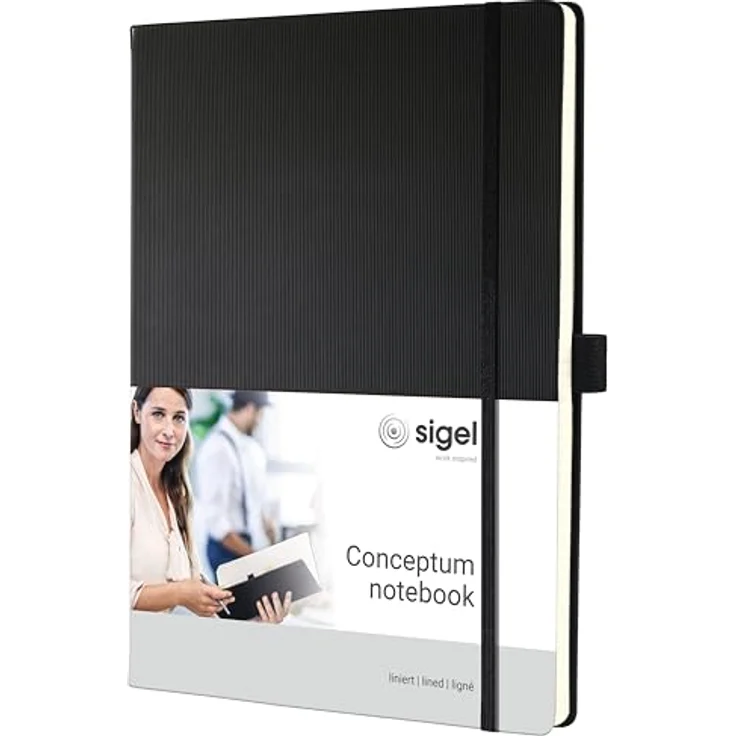 Sigel CONCEPTUM CO116, Notizbuch DIN A4+ mit hochwertigem schwarzen Einband, Inhaltsverzeichnis und 20 perforierten Blättern – Bild 1