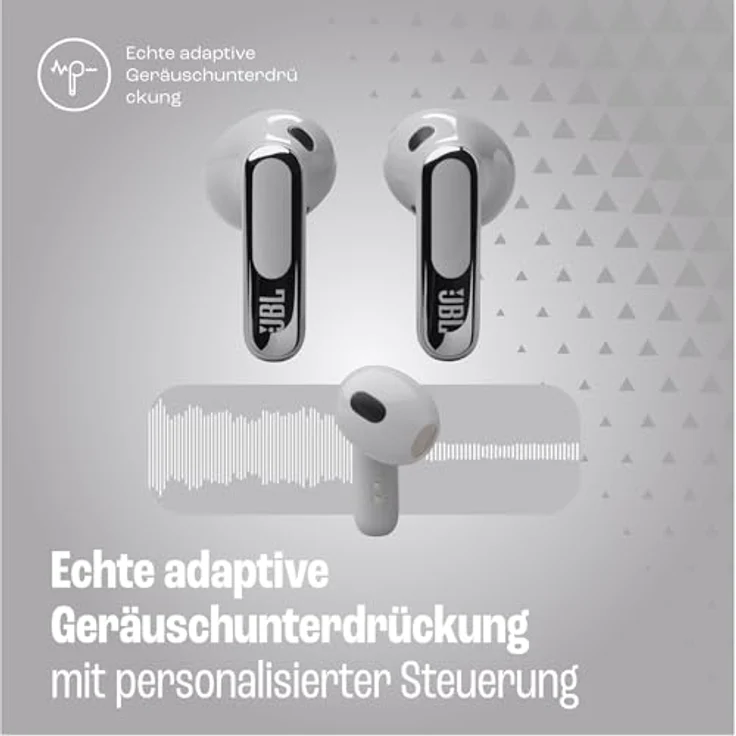 JBL Live Flex 3, Wireless Earbud-Kopfhörer mit Bluetooth, 50 Stunden Akkulaufzeit, True Adaptive Noise Cancelling, IP54 wasserfest, Silber – Bild 5