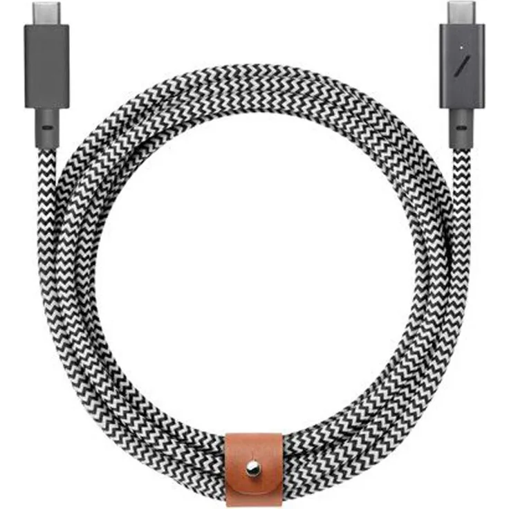 Native Union USB-C zu USB-C Kabel 240W Power Delivery, 2,4m, Geflochten, ultra stabil, Weiß / Schwarz