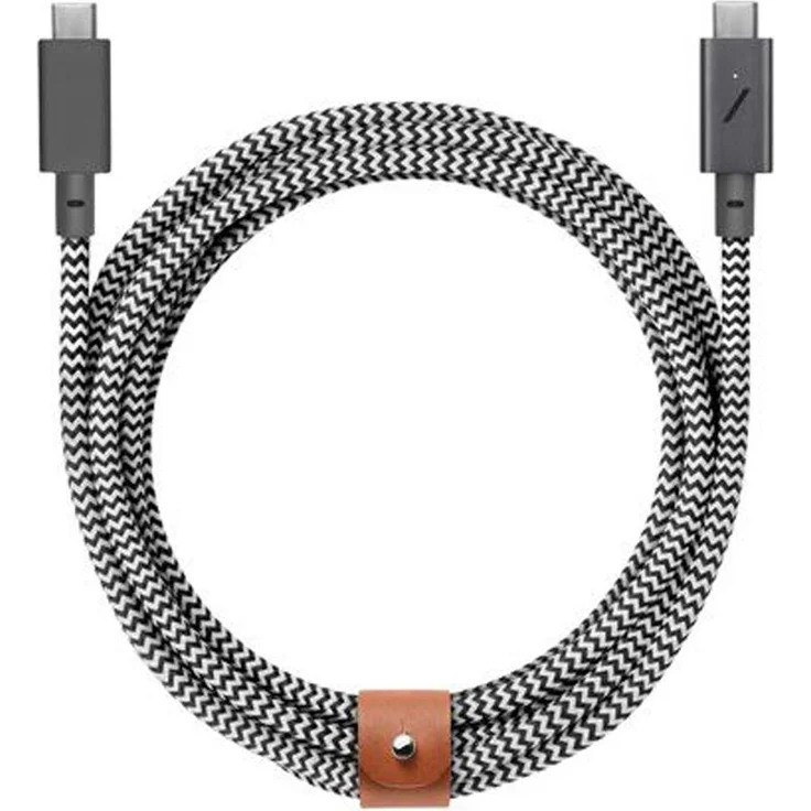 Native Union USB-C zu USB-C Kabel 240W Power Delivery, 2,4m, Geflochten, ultra stabil, Weiß / Schwarz